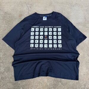 Vintage Sydney 2000 Olympics Official Pictograms T-Shirt ACME Bonds Black XL